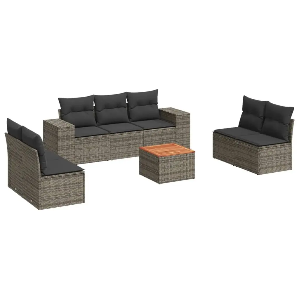 Garden Sofa Set Modular PE Rattan 8 Piece Outdoor Furniture Grey