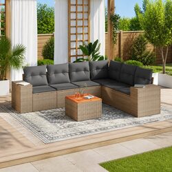 Versatile Beige 7-Piece Outdoor Sofa Set
