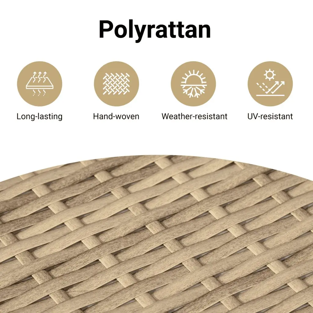 7 Piece Outdoor Sofa Set Modular Beige Poly Rattan Furniture with Cushions and Storage Compartments