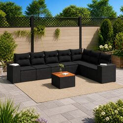 8 Piece Black Rattan Sofa Set for Versatile Outdoor Living