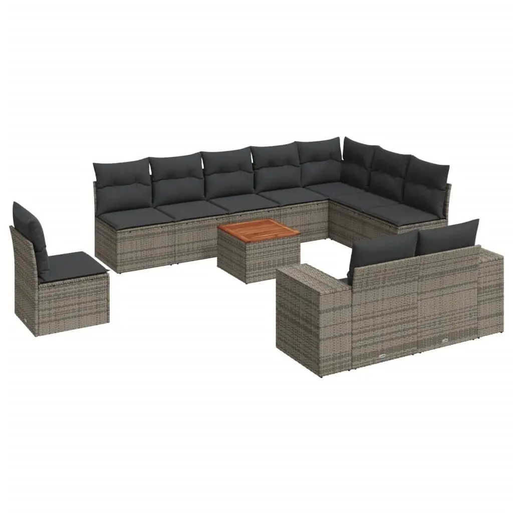 Garden Sofa Set 11 Piece Outdoor Furniture Grey Poly Rattan Modular Patio Lounge
