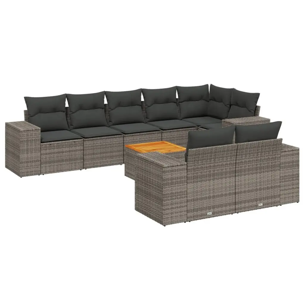Garden Sofa Set 9 Piece Outdoor Furniture Patio Lounger Sectional Grey