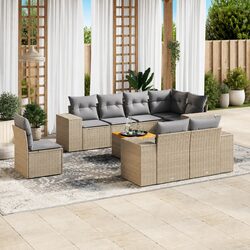Practical 9-Piece Outdoor Sofa Set in Beige for Your Patio
