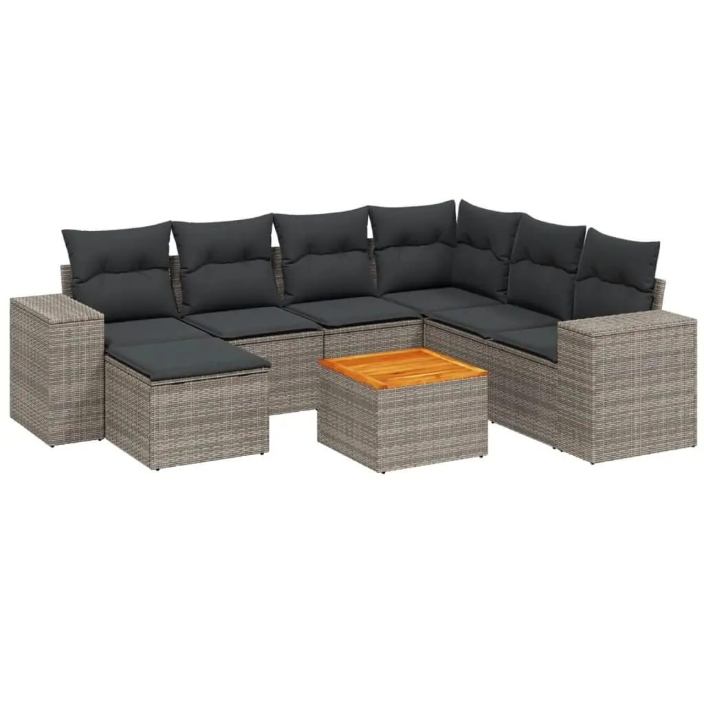 Garden Sofa Set PE Rattan Modular 8 Piece Outdoor Furniture Patio Seating Grey