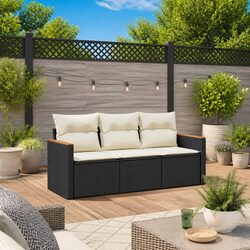 Outdoor Modular Garden Sofa Set in Black Rattan