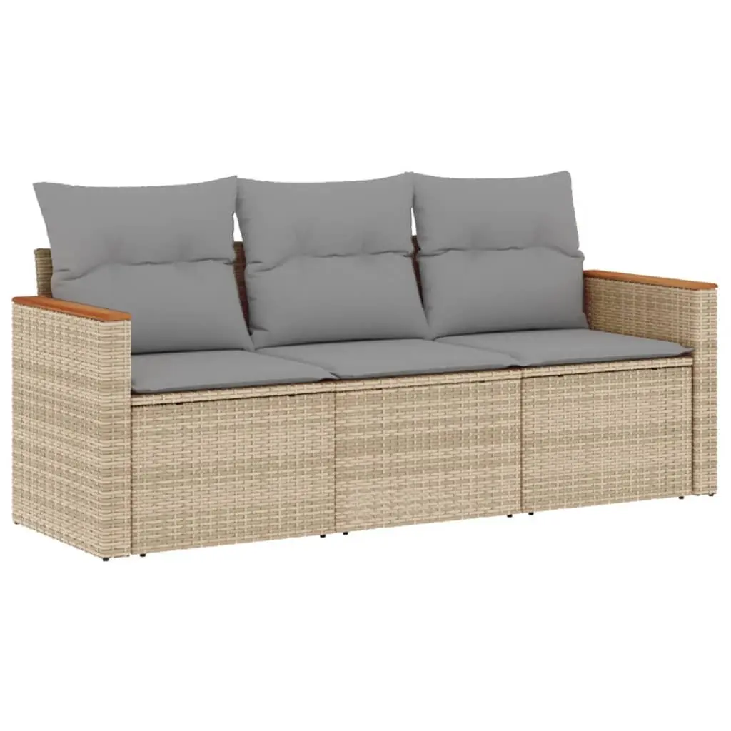 Garden Sofa Set 3 Piece Outdoor Furniture Patio Seating with Cushions Beige