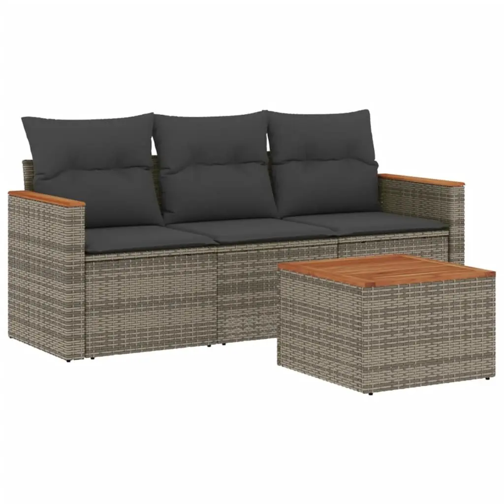 Garden Sofa Set PE Rattan Modular 4 Piece Outdoor Furniture Grey