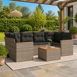 Versatile 7-Piece Grey Outdoor Sofa Set for Family Gatherings