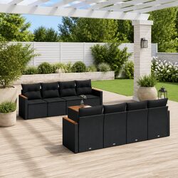 Garden Sofa Set 9 Piece Outdoor Furniture Patio Lounge Rattan Black with