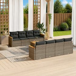 Comfortable Grey Garden Sofa Set 9 Pieces for Outdoor Use