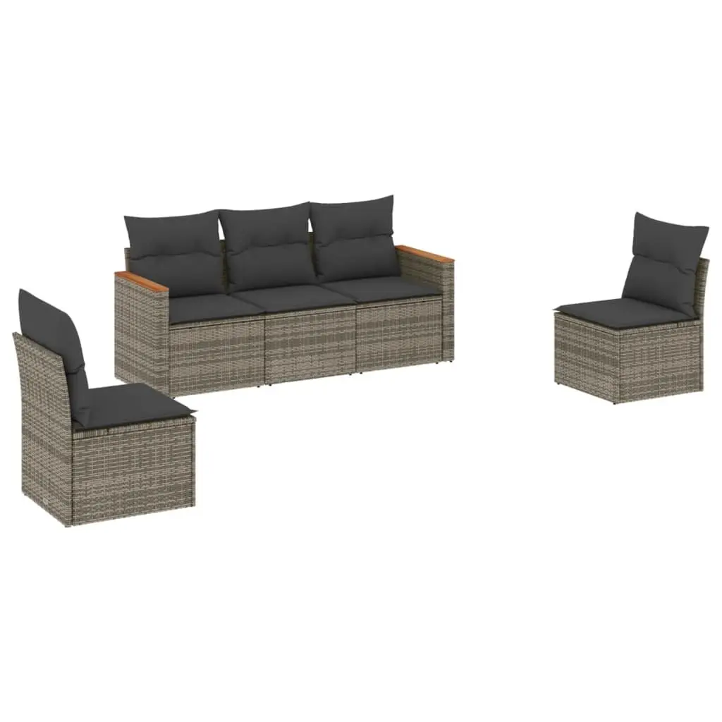 Garden Sofa Set PE Rattan Modular 5 Piece Outdoor Furniture Grey
