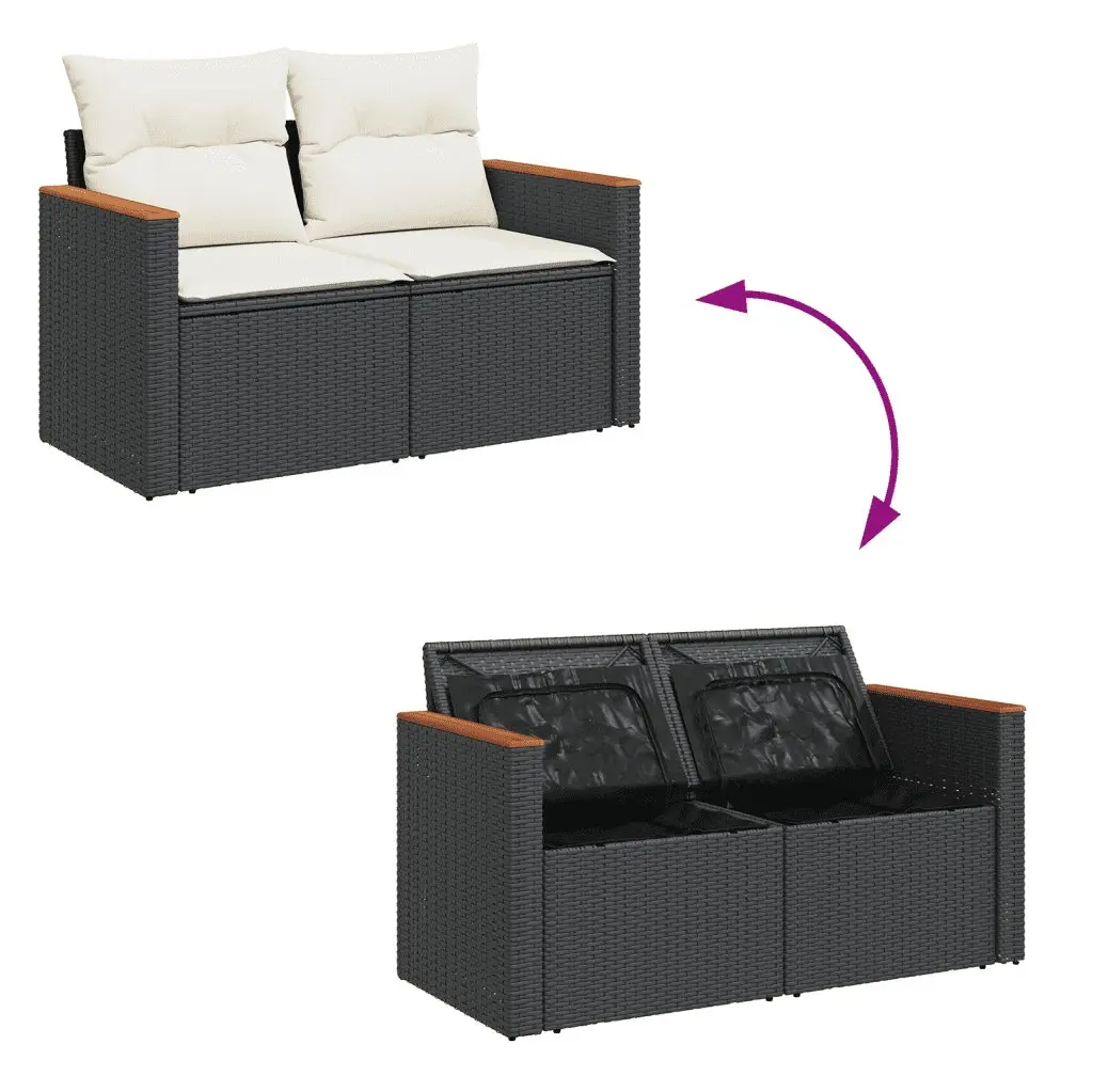 Garden Sofa Set PE Rattan Modular 6 Piece Outdoor Furniture Black