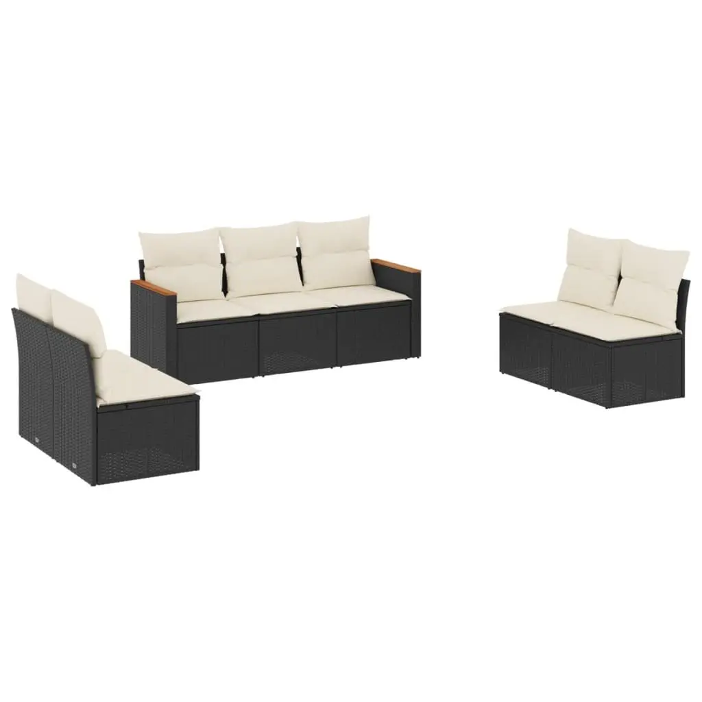 Garden Sofa Set 7 Piece Outdoor Furniture Patio Seating Black Poly Rattan