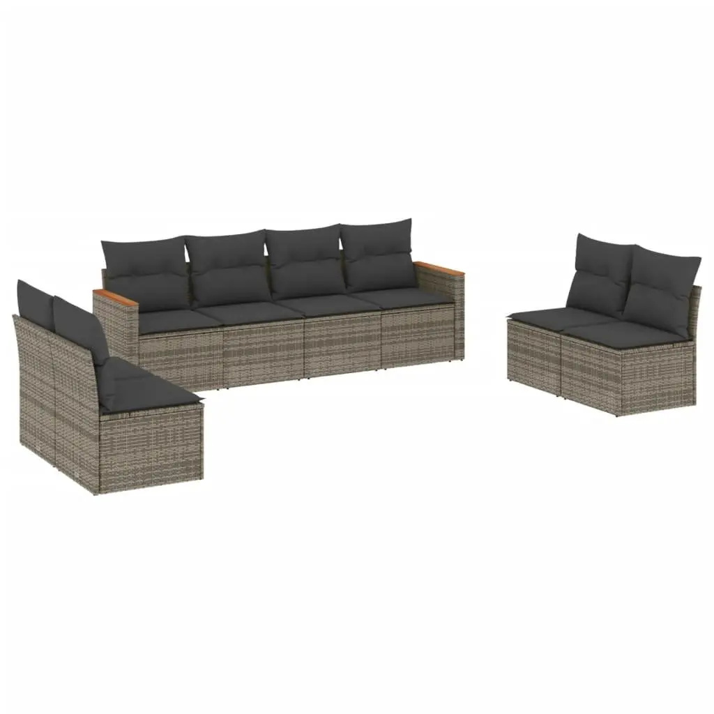 Garden Sofa Set PE Rattan 8 Piece Outdoor Patio Furniture Grey Modular Seating