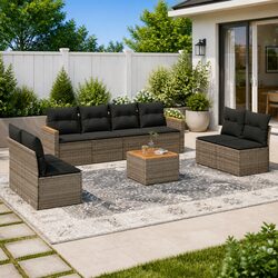 Practical Outdoor Seating with 9-Piece Sofa Set