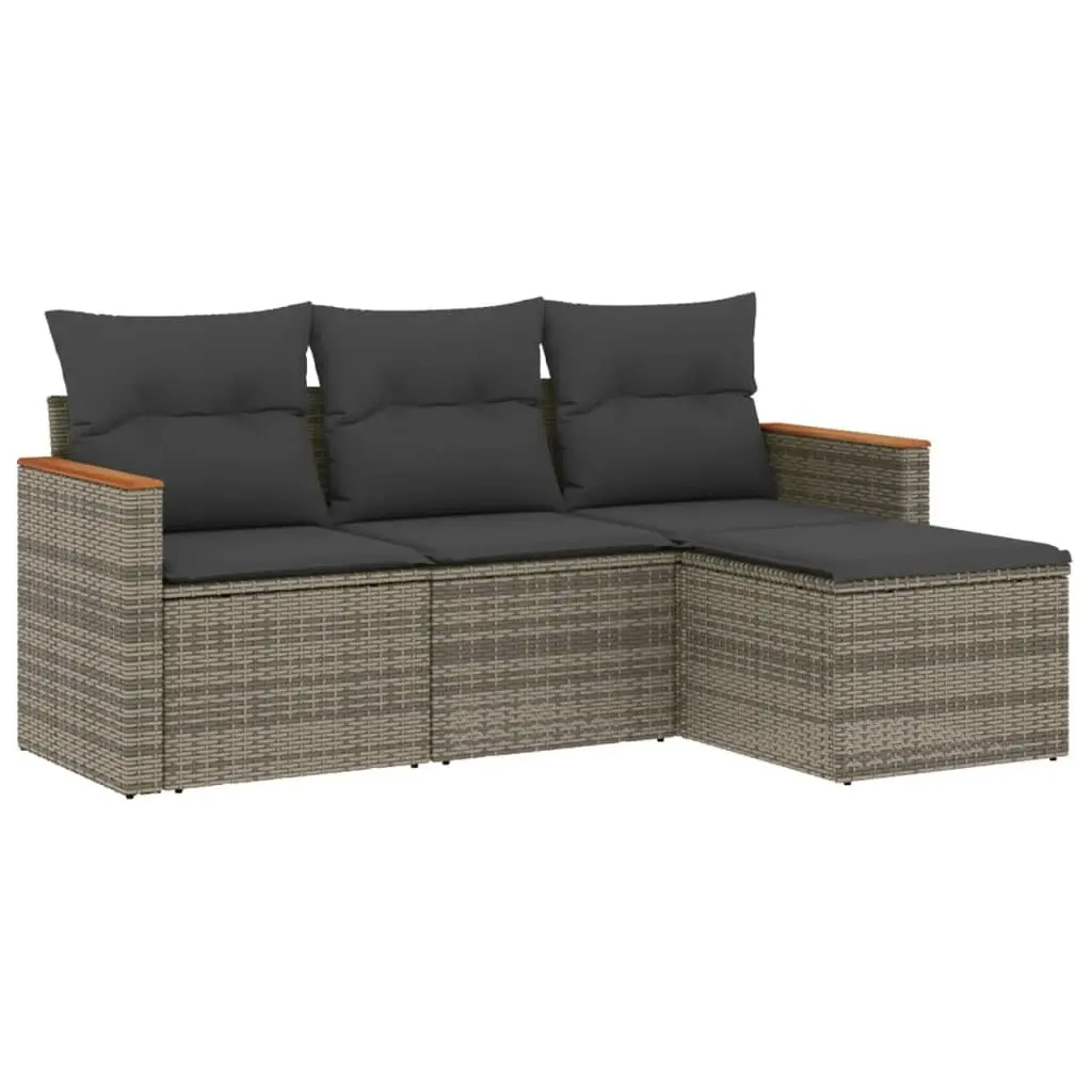 Garden Sofa Set 4 Piece Outdoor Furniture Grey Poly Rattan Patio Seating