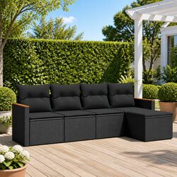 Functional Black 5-Piece Outdoor Sofa Set for Versatile Spaces