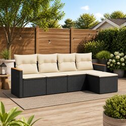 Practical 5-Piece Black Outdoor Sofa Set for Any Space
