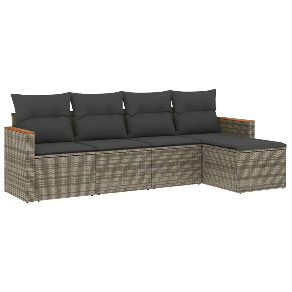 Garden Sofa Set 5 Piece PE Rattan Modular Outdoor Furniture Seating Grey