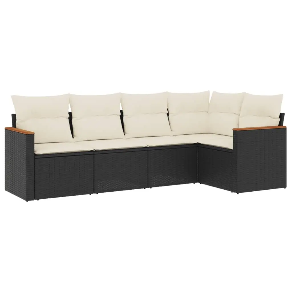 Garden Sofa Set Modular PE Rattan 5 Piece Outdoor Furniture Black