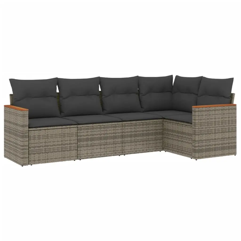 Garden Sofa Set Modular PE Rattan 5 Piece Outdoor Furniture Lounge Grey