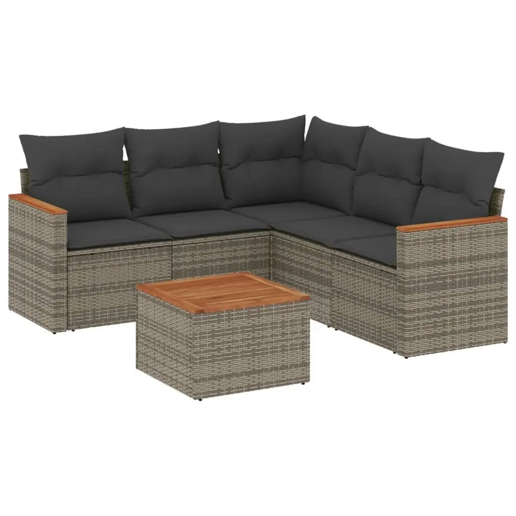 Garden Sofa Set Modular PE Rattan 6 Piece Outdoor Furniture Grey