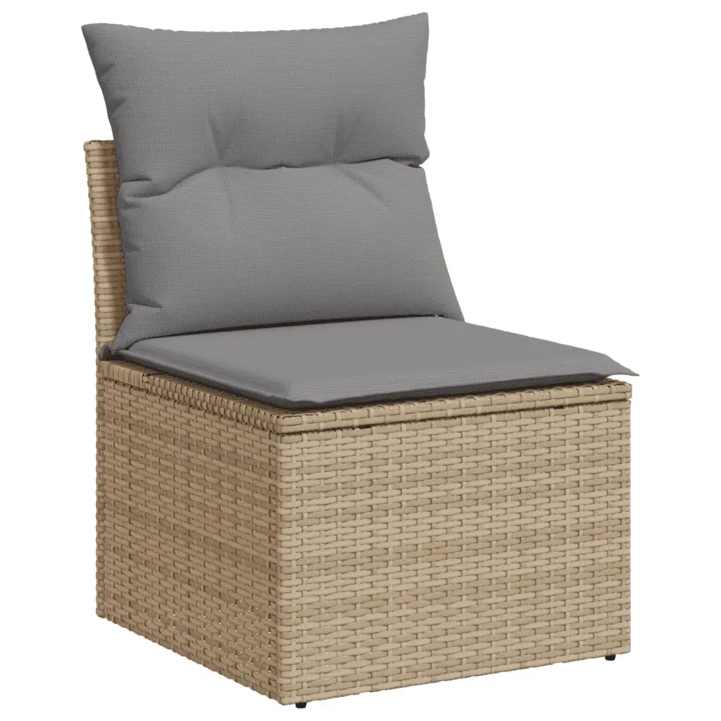 Garden Sofa Set 6 Piece Outdoor Furniture Beige Poly Rattan Patio Lounge With
