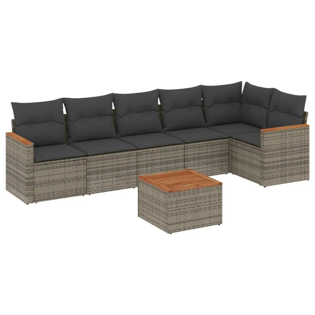 Garden Sofa Set 7 Piece Outdoor Furniture Grey Poly Rattan Patio Lounge