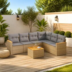 Practical 7 Piece Garden Sofa Set for Outdoor Use