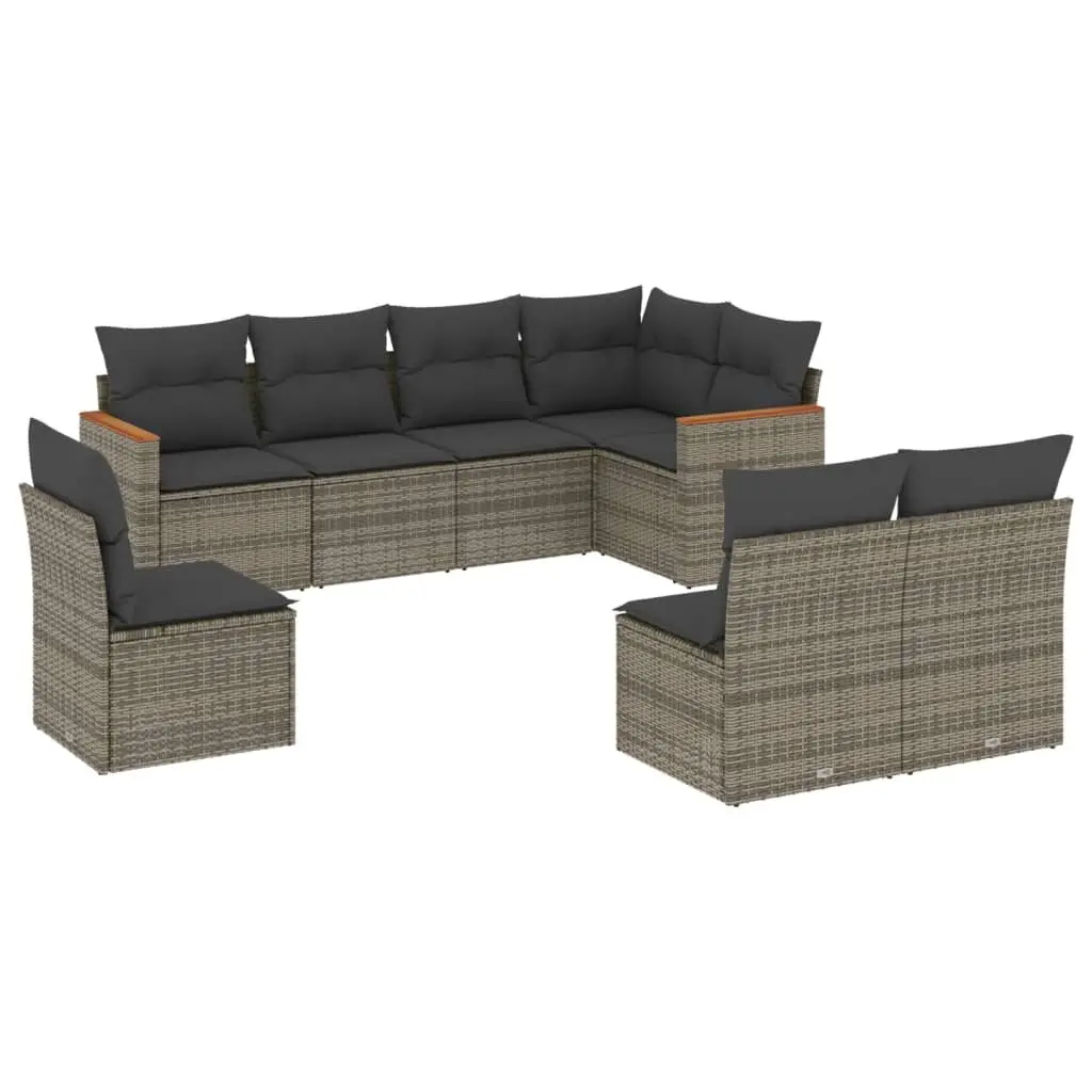 Garden Sofa Set 8 Piece Outdoor Furniture Modular Patio Lounge Grey Rattan