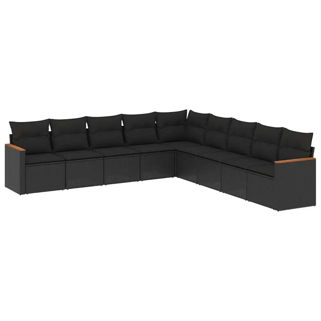 Garden Sofa Set 9 Piece Outdoor Furniture Black Poly Rattan Patio Modular