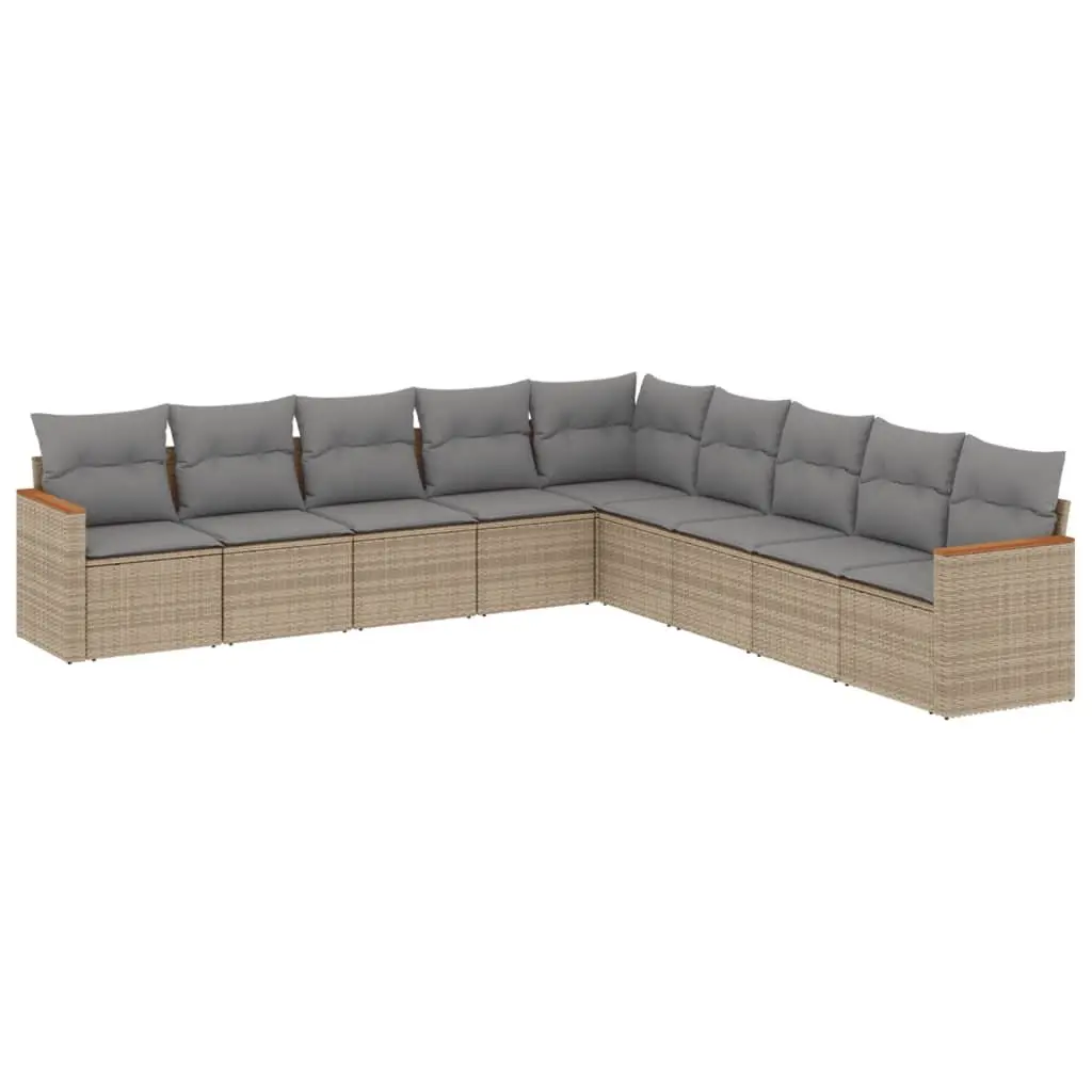 Garden Sofa Set 9 Piece Outdoor Furniture Patio Beige PE Rattan Modular Seating