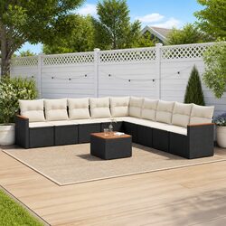 Practical 10-Piece Black Outdoor Sofa Set for Everyday Use