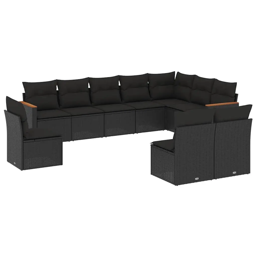 10 Piece Outdoor Sofa Set in Black Rattan