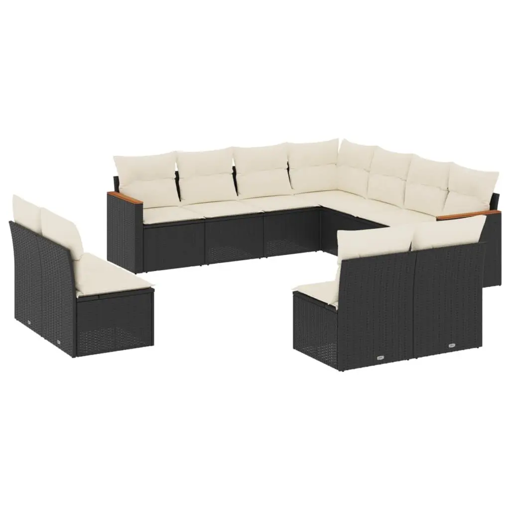 Garden Sofa Set 11 Piece Outdoor Furniture Patio Seating Black Poly Rattan