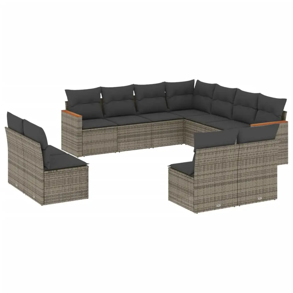Garden Sofa Set Modular PE Rattan 11 Piece Outdoor Furniture Lounge Grey