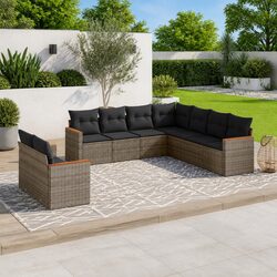 Versatile 9 Piece Grey Garden Sofa Set for Any Outdoor Area