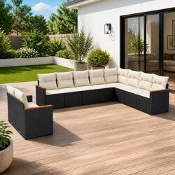 Practical Garden Sofa Set - 10 Pieces for Outdoor Use