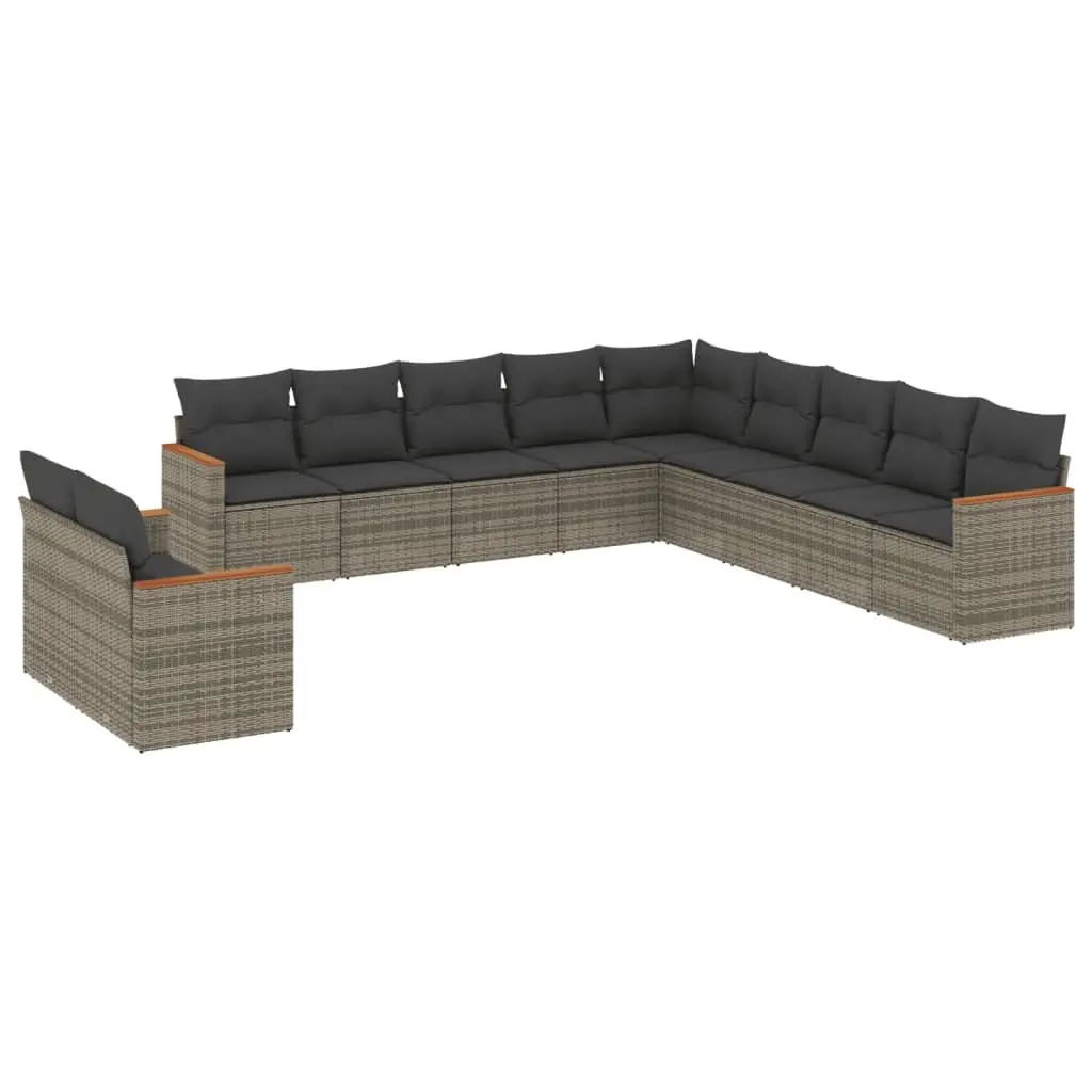 Garden Sofa Set 11 Piece Outdoor Furniture Patio Seating Grey Poly Rattan