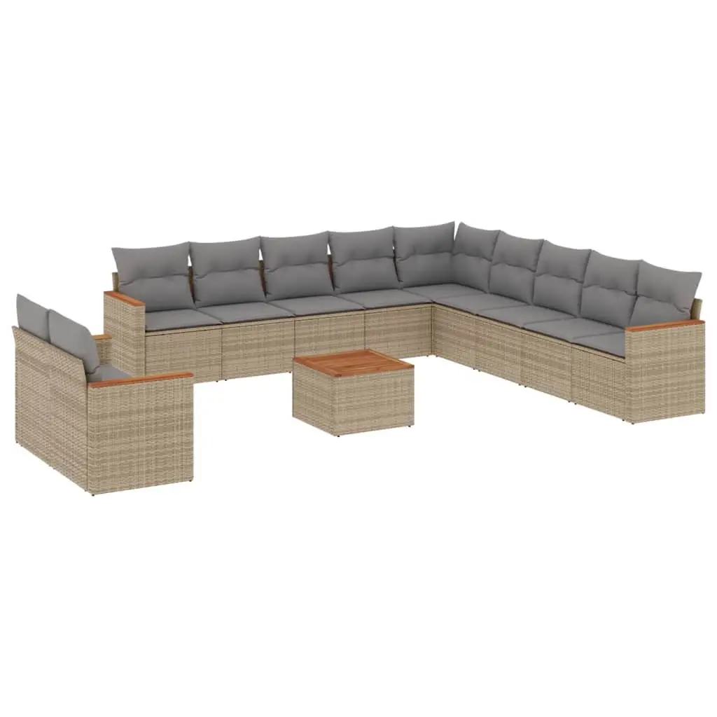 12 Piece Beige Sofa Set for Outdoor Relaxation