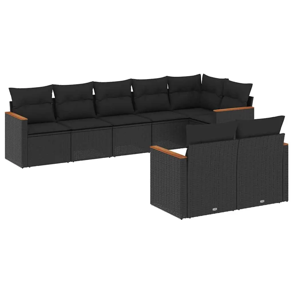 Garden Sofa Set PE Rattan 8 Piece Outdoor Furniture Modular Black