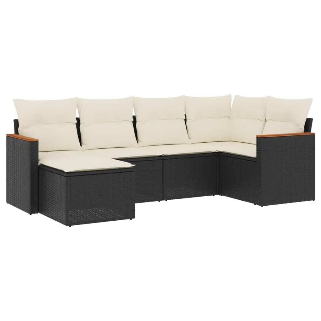 Garden Sofa Set PE Rattan 6 Piece Outdoor Furniture Modular Black