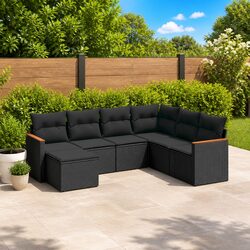 7 Piece Black Outdoor Sofa Set for Relaxation and Fun
