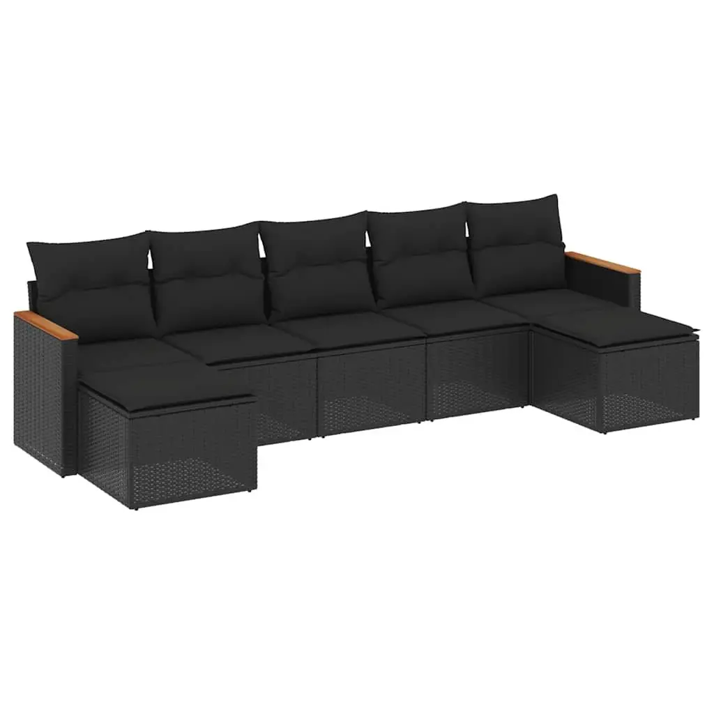 Garden Sofa Set PE Rattan Modular 7 Piece Outdoor Furniture Patio Black