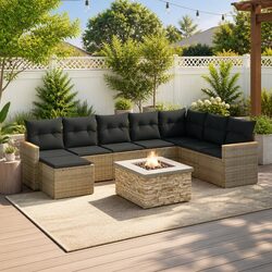 Practical 9 Piece Modular Sofa Set for Outdoor Use