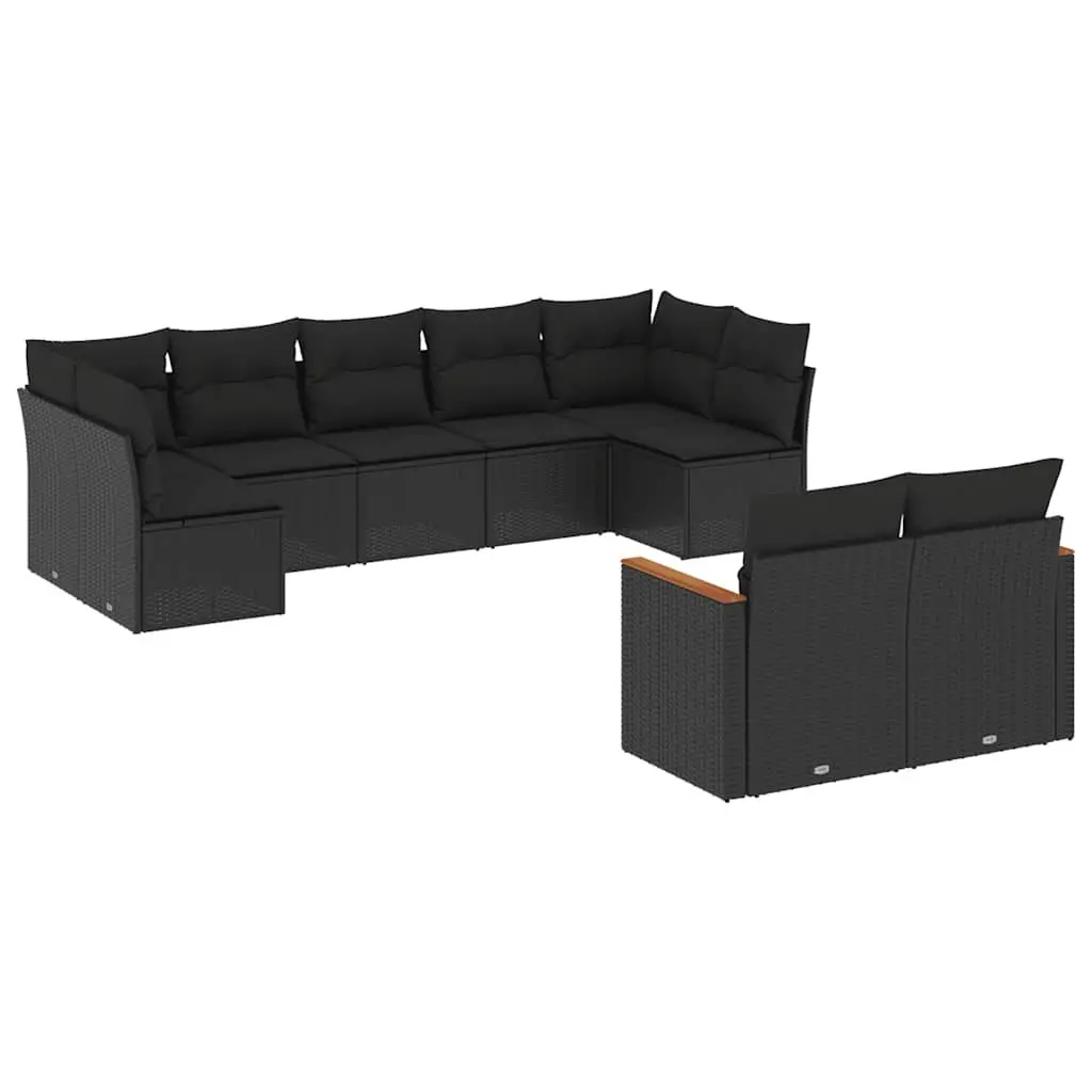 Garden Sofa Set PE Rattan Modular 9 Piece Outdoor Furniture Black