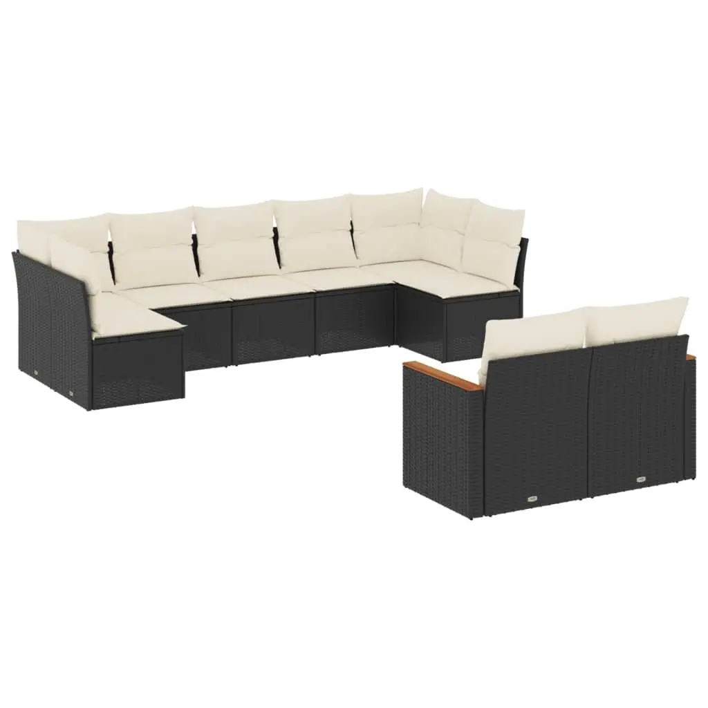 Garden Sofa Set PE Rattan 9 Piece Outdoor Furniture Modular Black