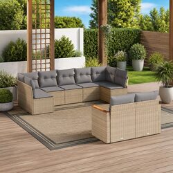 9-Piece Beige Garden Sofa Set: Practical Outdoor Lounge Solution