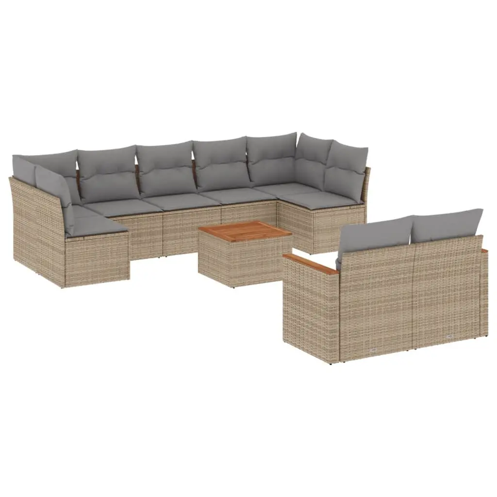 Garden Sofa Set 10 Piece Outdoor Furniture Patio Lounge Beige Rattan Modular