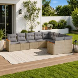 Practical 9 Piece Garden Sofa Set with Storage Solution
